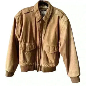 Paris Sport Club Men's Vintage 90s Brown Leather Bomber Jacket S